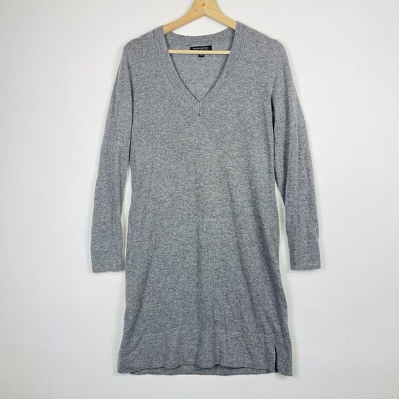Banana Republic Grey Knit Wool Cashmere Blend V-Neck Sweater Dress Womens Small - Picture 1 of 6